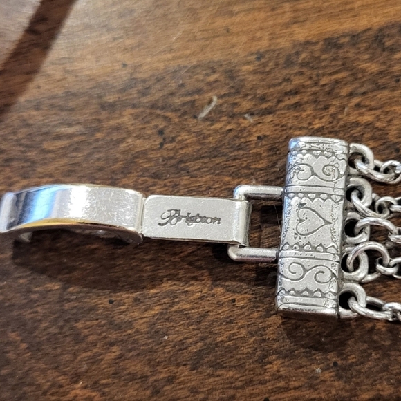 Brighton Silver Tone Multi Chain Bracelet with cross and floral design - Picture 3 of 7